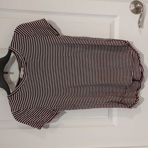 Crown of Hearts Burgundy & White Striped Top - XL